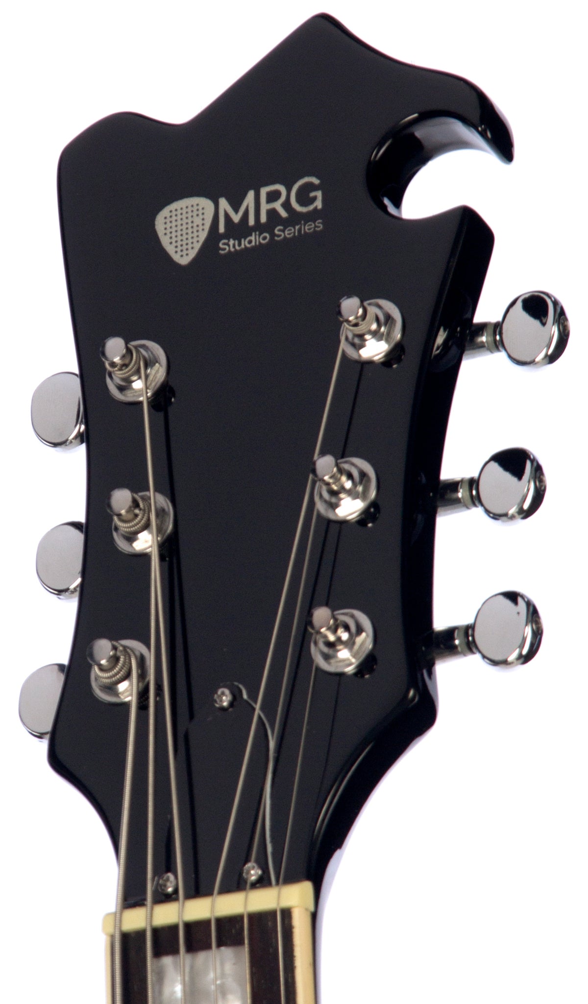Eastwood Guitars MRG Baritone Guitar Sunburst #color_sunburst Head Stock