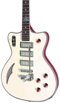 Eastwood Guitars Bill Nelson Astroluxe Cadet DLX Vintage Cream and Fiesta Red #color_vintage-cream-and-fiesta-red