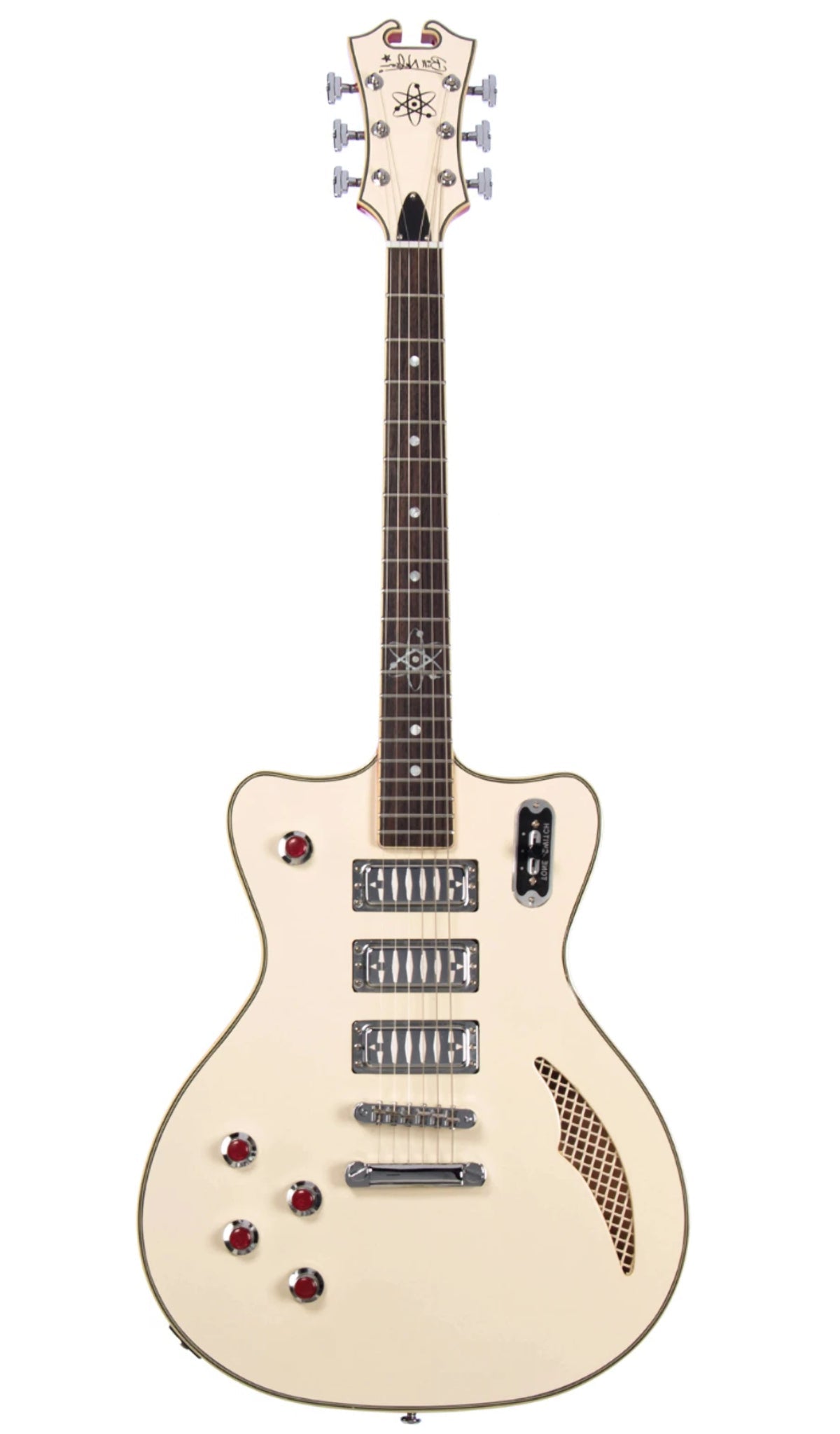 Eastwood Guitars Bill Nelson Astroluxe Cadet Vintage Cream and Fiesta Red LH #color_vintage-cream-and-fiesta-red