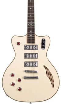Eastwood Guitars Bill Nelson Astroluxe Cadet Vintage Cream and Fiesta Red LH #color_vintage-cream-and-fiesta-red