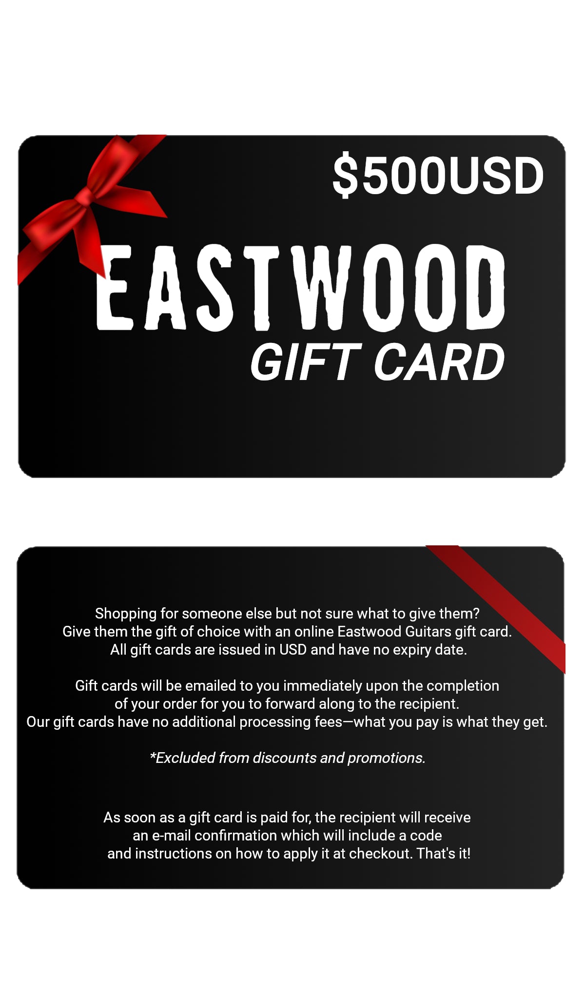 Eastwood Guitars Eastwood Gift Cards $500