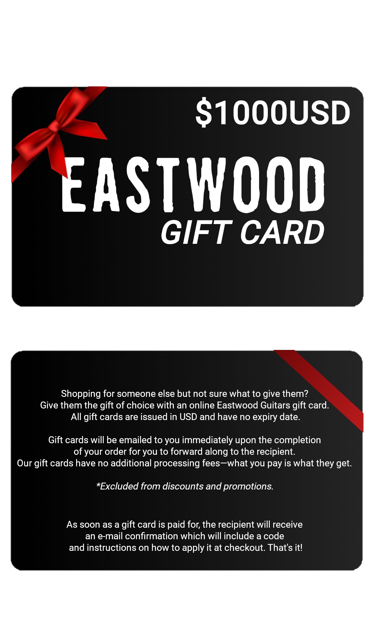 Eastwood Guitars Eastwood Gift Cards $1000