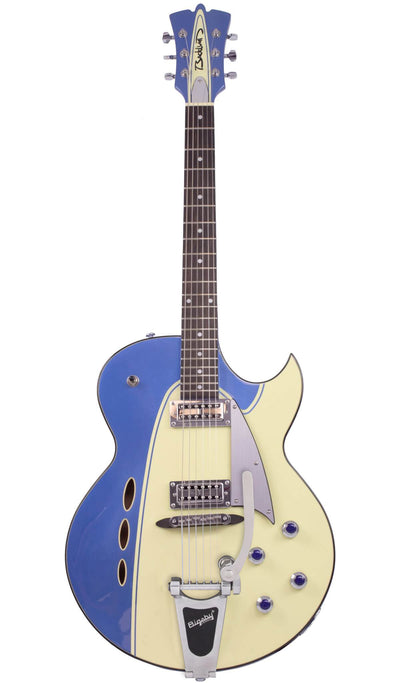 Eastwood Guitars Backlund Rockerbox II DLX Cadillac Green #color_blue-creme